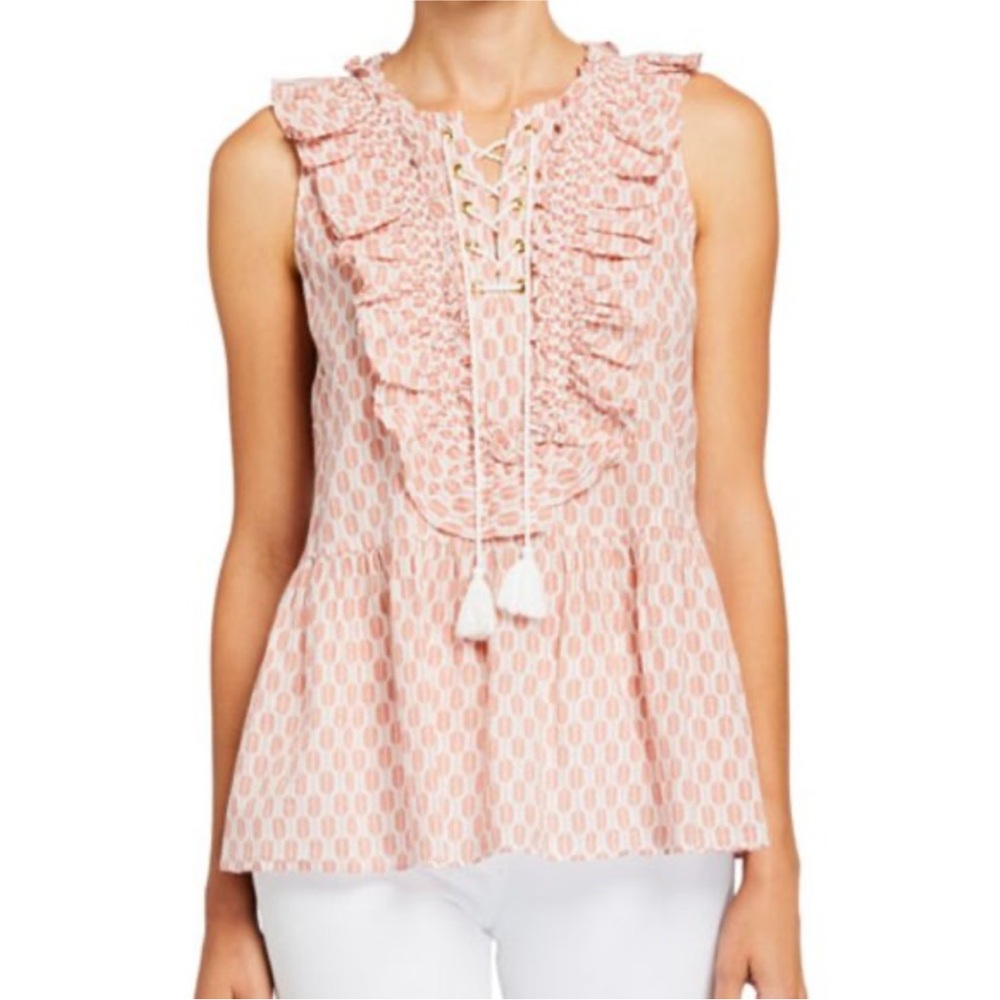 Kate Spade Pink Patterned Ruffle Blouse